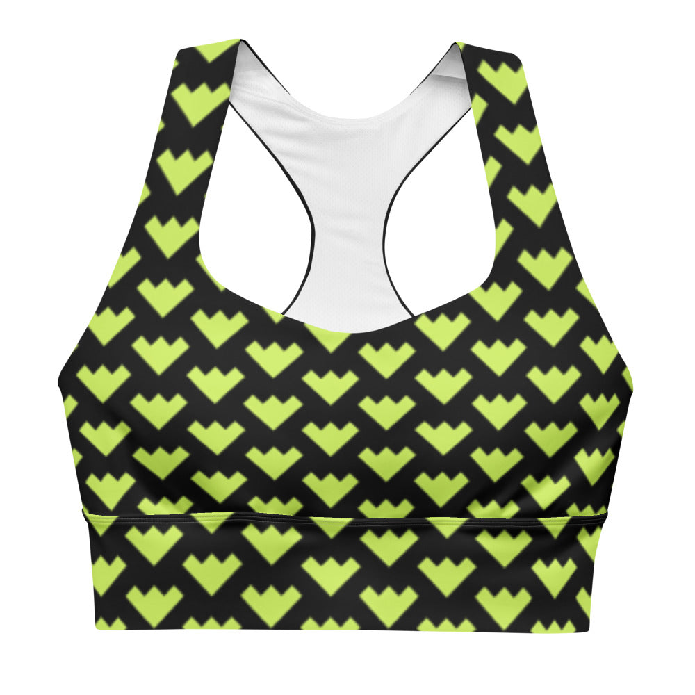 Letter pattern Black/Neon Green women's sports bra PRO BLEND